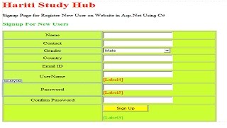 Signup or Registration Form in Asp.Net with Sql Database | Online Learning Classes | Programming