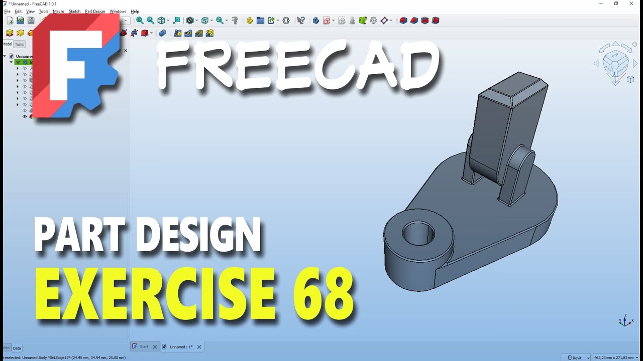 Exercise 68 FreeCAD Part Design Tutorial For Beginner - YouTube