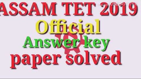 Assam Tet 2019 LP official Answer key paper solved