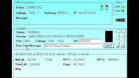 ThumbDV and WinDV connected to REF001 QSO   UK-New Zealand