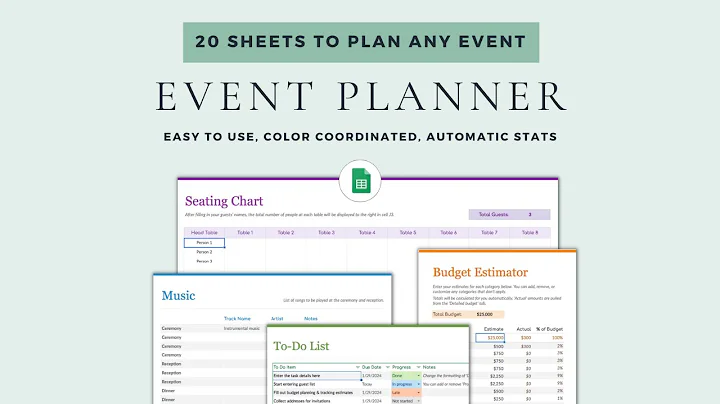 Event Planner Google Sheets & Excel Template | Wedding Planner | Event Planning