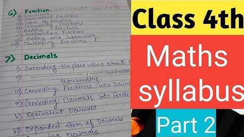Class 4th Maths syllabus 2021-2022(Part2)
