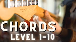 Guitar chords in 10 levels easy to very cool
