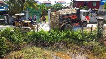 First Start New PROJECT!! LANDFILL Delete Deep Land in Flooded Area Use Strong Dozer & 5Ton Truck.