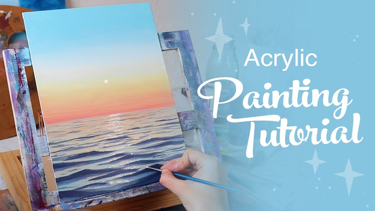 Acrylic Painting Tutorial - Ocean Sunset (Beginner to Intermediate) -  YouTube