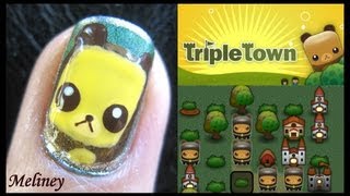 APP GAME NAIL ART TUTORIAL | TRIPLE TOWN ANIMAL NAILS DESIGN CUTE RILAKKUMA BEAR LOOKALIKE FREE HAND screenshot 5