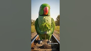 A big baby parrot plants a apple tree on a train track 😭 #ai​ #parrot #tree​ #train​