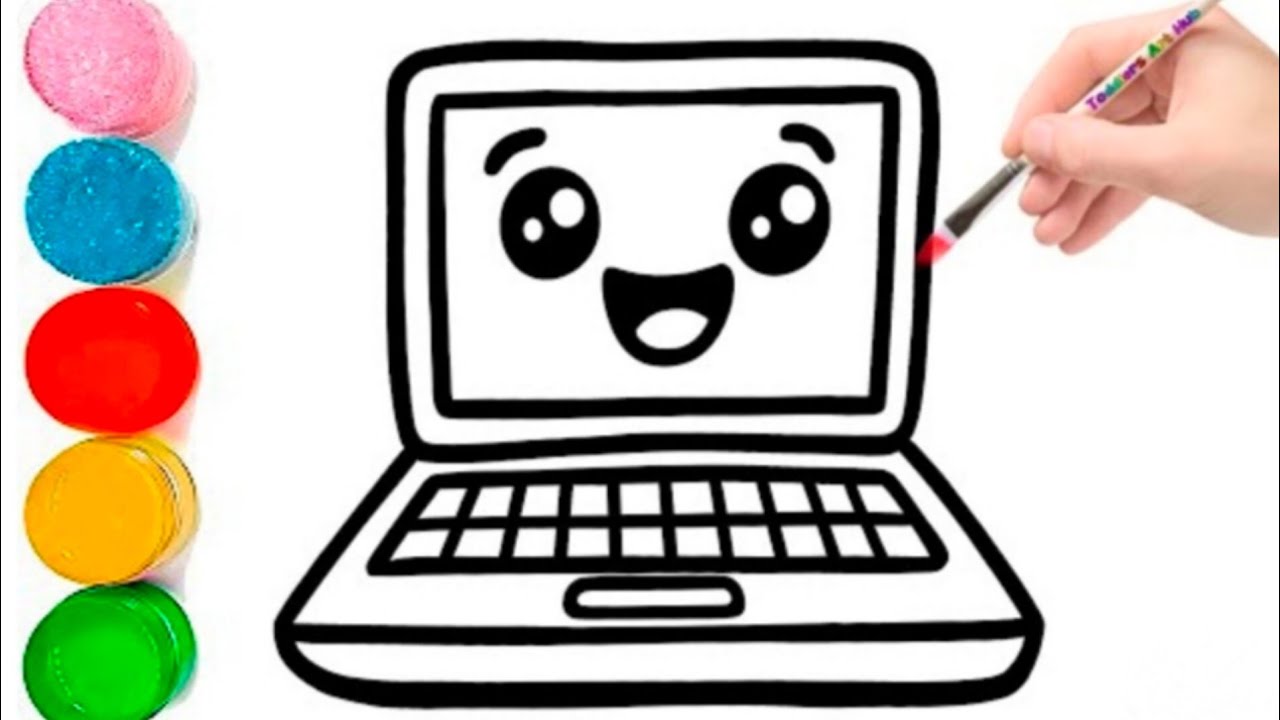 How to Draw a Laptop Computer Easy and cute | Easy Step by Step Drawing ...