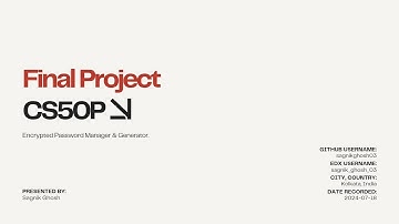 CS50P Final Project: Ecrypted Password Manager & Generator