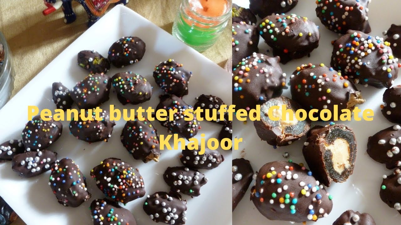 Peanut butter fillied dates/ Chocolate covered stuffed dates/Low sugar dessert/Healthically Kitchen