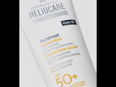 Сонцезахисний флюїд для шкіри схильної до акне Cantabria Labs HELIOCARE 360º ACNIMAT SPF 50+ 50 мл, видео 1