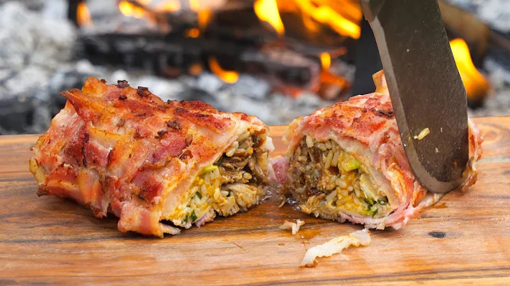 Bacon Wrapped Burrito Cooked in Nature