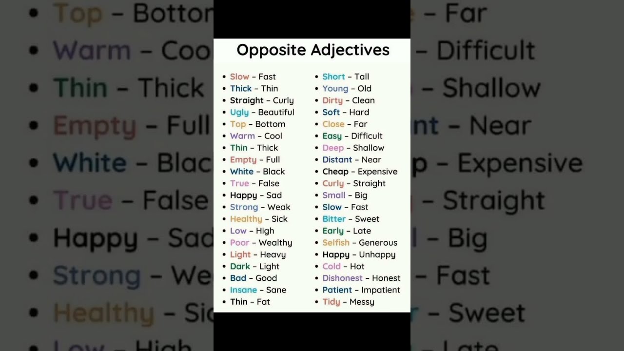 Antonyms 101 Learn The Opposite Meanings Of Words Shorts