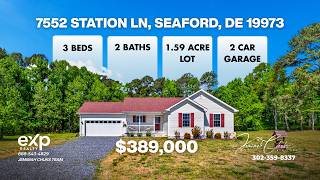 Seaford DE Home for Sale | 7552 Station Ln | 1.59 Acre Ranch   2 Car Garage