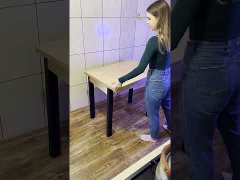 Обеденный раскладной стол Gustus Дуб Сонома прямоугольный на черных металлических ножках Knap Knap, видео 1