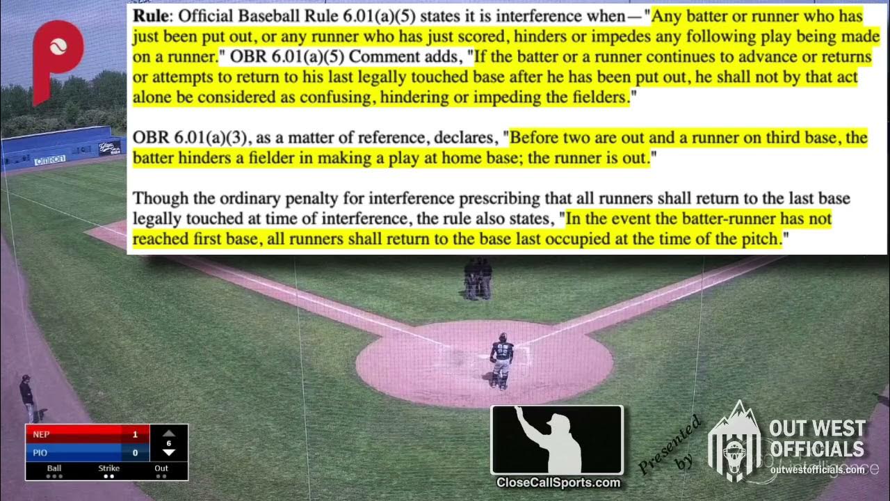 Retired Batter's Run to 1B Ruled Interference Mechanics and Rules