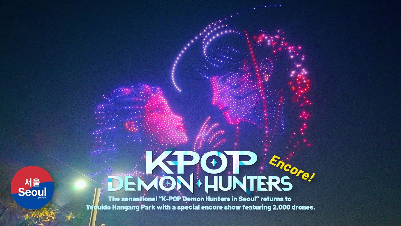 Encore! K-POP Demon Hunters Drone Light Show in Seoul