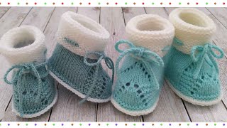 Пинетки без шва на подошве, с узором спицами/booties knitting