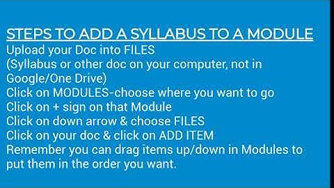 Add Syllabus Doc to Modules in Canvas