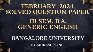 2024 QP- 3rd Sem. B.A. Generic English-BU