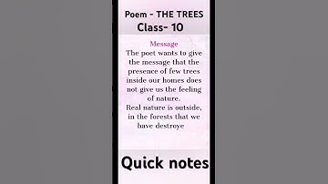 The Trees poem class 10| CBSE| quick notes| revision of The Trees| The Trees summary #youtubeshorts