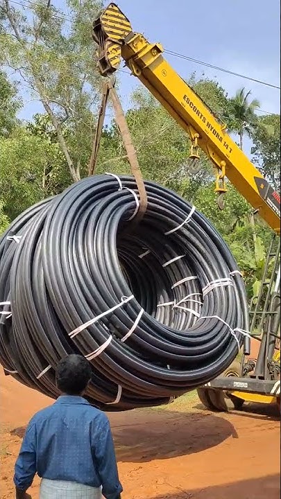 HDPE pipe unloading crine - YouTube