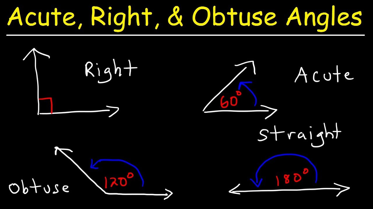 Acute Obtuse Right & Straight Angles - Complementary and Supplementary  Angles 