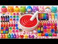 Satisfying Slime ASMR 🌈 DIY How to Make Red Slime with Makeup Cosmetics Rainbow Glitters 08