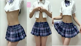 Nip Slip School Uniform Try On Haulgirl Twerk