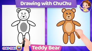 how to draw a cute dancing teddy bear step by step drawing with chuchu chuchutv learning videos