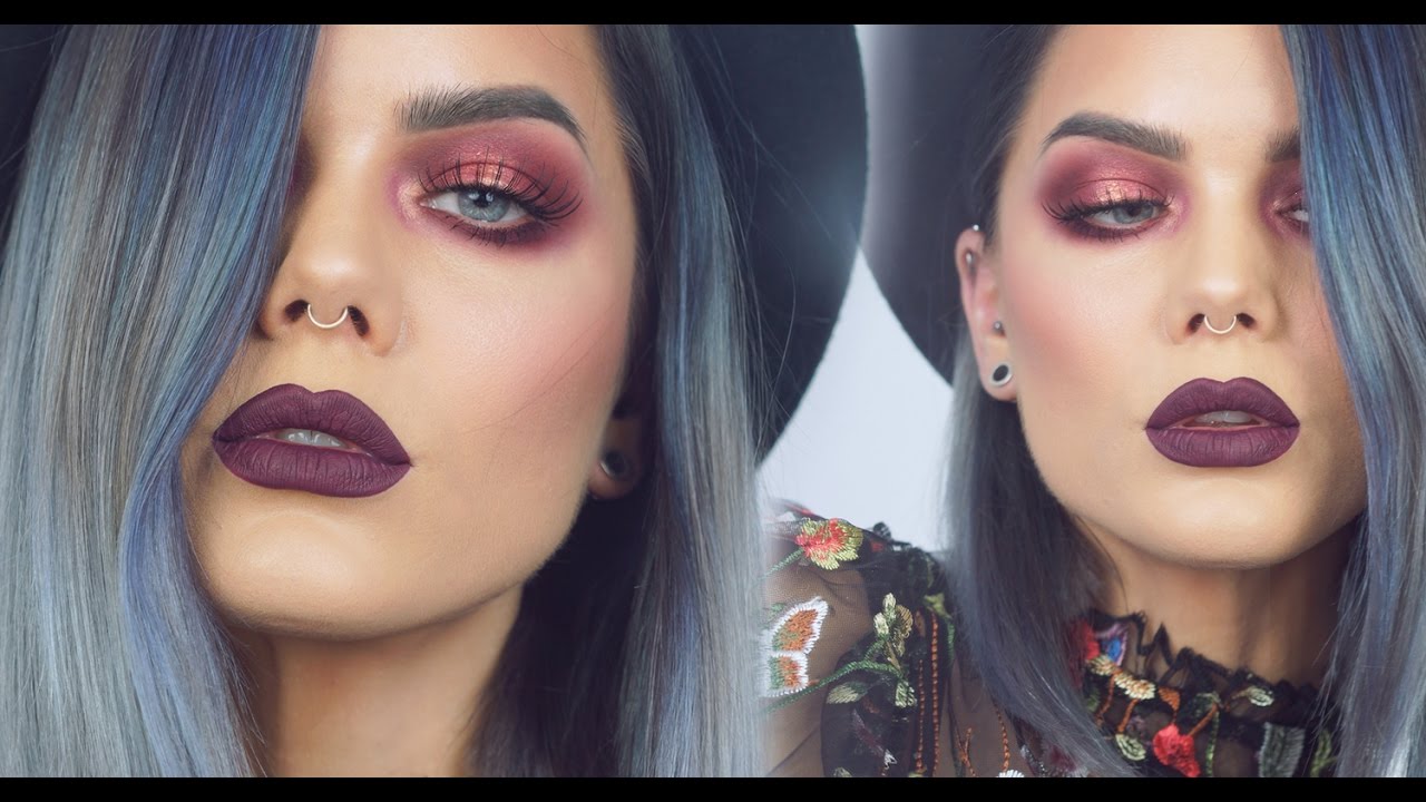 Burgundy Autumn Look W Huda Beauty Rose Gold Palette Linda