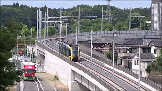 宇都宮LRT試運転の様子 歩道橋上から 20230531