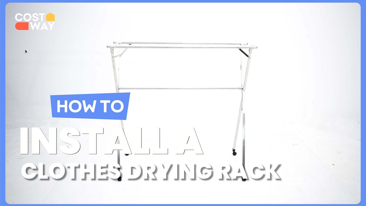 How to Install the Foldable Steel Clothes Drying Rack with Wheels ...