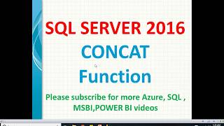 CONCAT Function in SQL Server | SQL Concat function