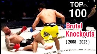 Top 100 Brutal Knockouts in MMA 2008 - 2023 ( Repost )