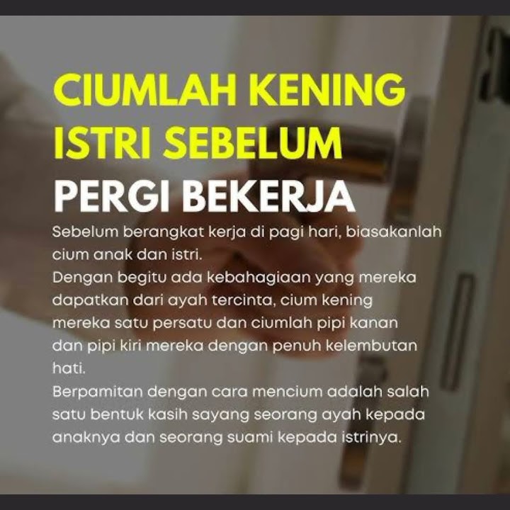 Ciumlah Kening Istri Sebelum Pergi Bekerja, Karena itu Sedekah..