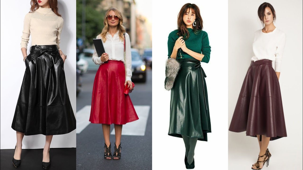 Beautiful And Stylish Long Leather Skirt Outfits For Ladies || Faux ...