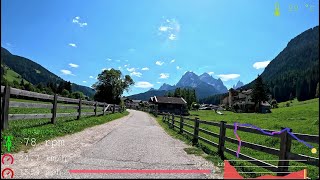 70 minute Indoor Cycling Lake Tour Dolomites with Telemetry Overlay 4K Video