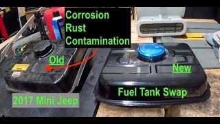 Mini Jeep: Install New Fuel Tank
The old tank was heavily contaminated and more than likely had fuel with ethanol in it. Ethanol is a mild acid and will corrode and rust the inside of a fuel tank. The old tank was special because it had fuel stored in it for over 6 years without any stabilizer. I attempted to clean and reuse it, but it was fruitless. The mini jeep is a 2017 Kayo Original tank dimensions below...
Left to Right bolt fin: 13
Front to Back: 11 1/4
Between holes (on center): 4 7/8
End to End hole: 5 1/4
Bottom to Top: 3 1/8
bottom to top of cap: 4 1/4
Overflow tube: 1/4 OD. 1/8 ID.
Please Subscribe: https://www.youtube.com/c/RoCDIY Mini Jeep: Install New Fuel Tank