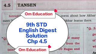 9th STD English Digest Solution Chp 4.5 Tansen @omeducation8606