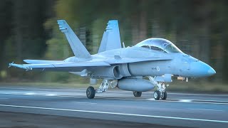 Close-Up F/A-18D Hornet Highway Landing & Takeoff