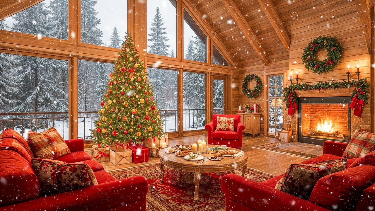 Instrumental Christmas Music With Fireplace 🔥 Relaxing Christmas Music 🎄 Soothing Christmas Ambience