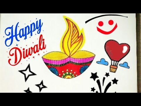 How to Draw Easy And Colourful Diya for Diwali Festival Drawing for Kids. - YouTube