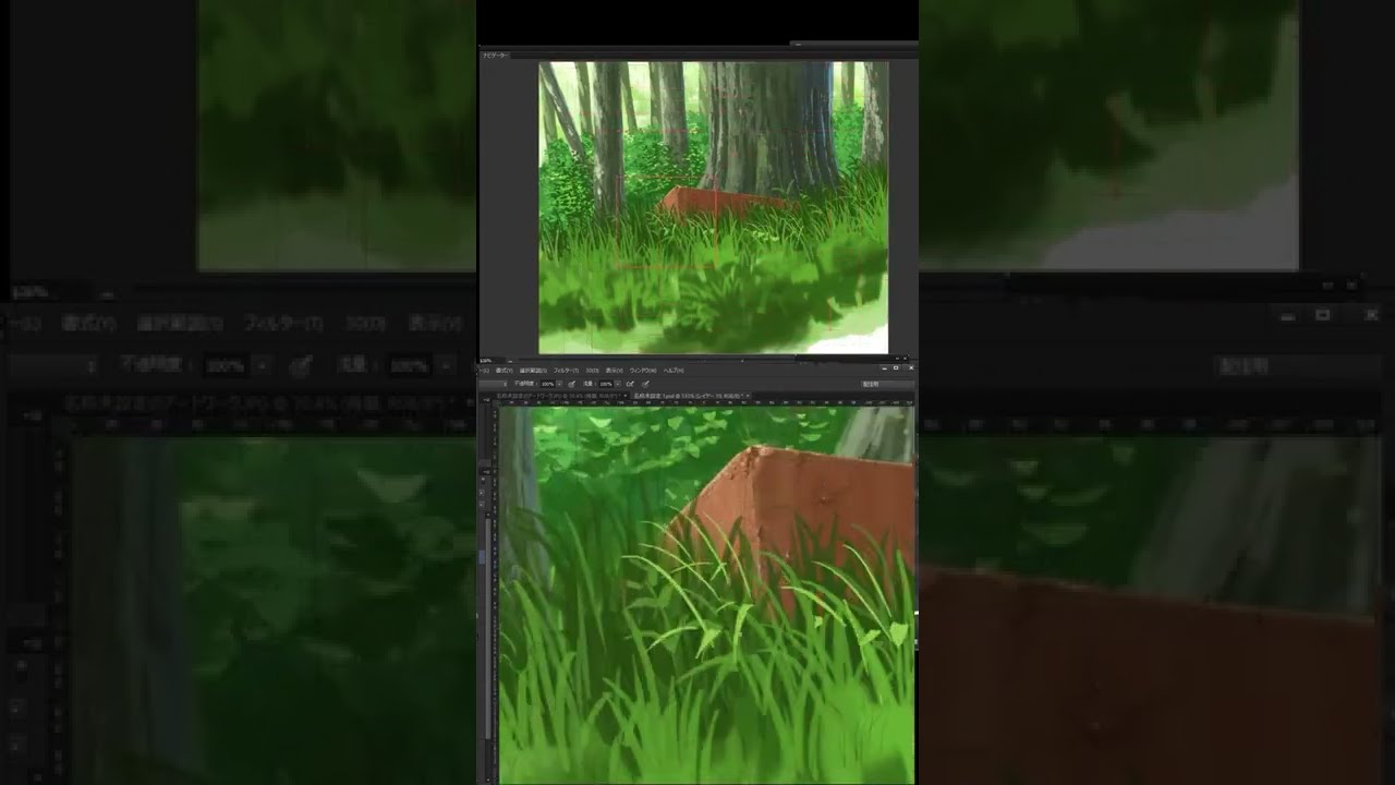 一瞬で森の中の絵が出来上がる様子 landscape painting #shorts