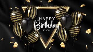 Black And Gold Birthday Theme With Golden Balloons And Confetti Background 4K Video Loops 2 Hours Vj