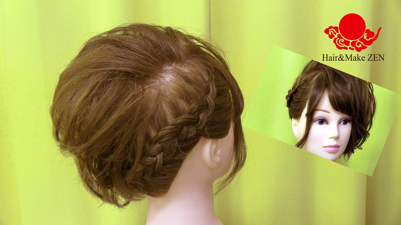 ショートヘアアレンジ2サイドアップ Zenのヘアセット47 Short Bob Hair Updo Youtube
