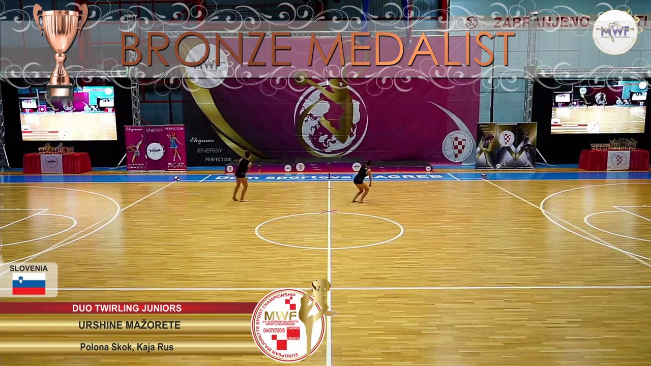 DUO TWIRLING JUNIORS BRONZE MEDALIST: URSHINE MAŽORETE, P. S., K. S., HUNGARY