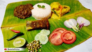 Fish Curry with Mustered - Masoor Daal Fry - Bengali Fish curry - Fish Thali  - Indian Thali Recipe