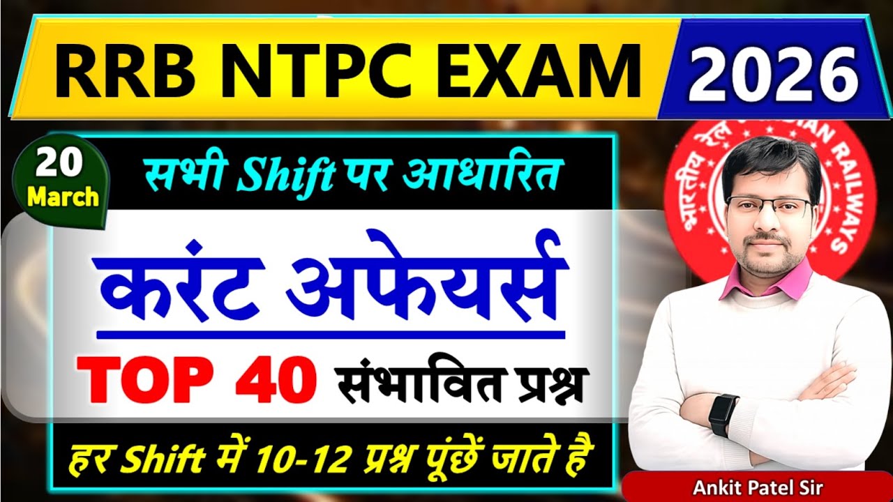 🔥RRB NTPC Exam 2026 | TOP 40 Expected Current Affairs Questions | RRB ...