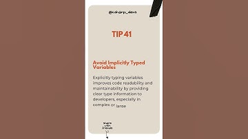 Tip 41 of 100: Avoid Implicitly Typed Variables  #coding #codinghacks #programminglanguage #csharp